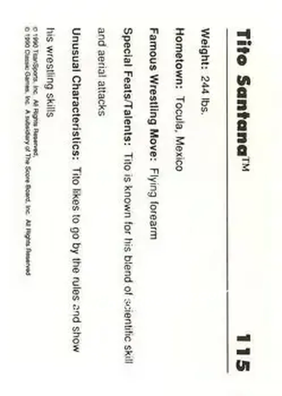 1990 Classic WWF #115 - Tito Santana