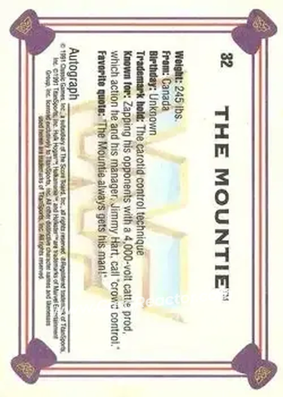 1991 Classic WWF Superstars #32 - The Mountie
