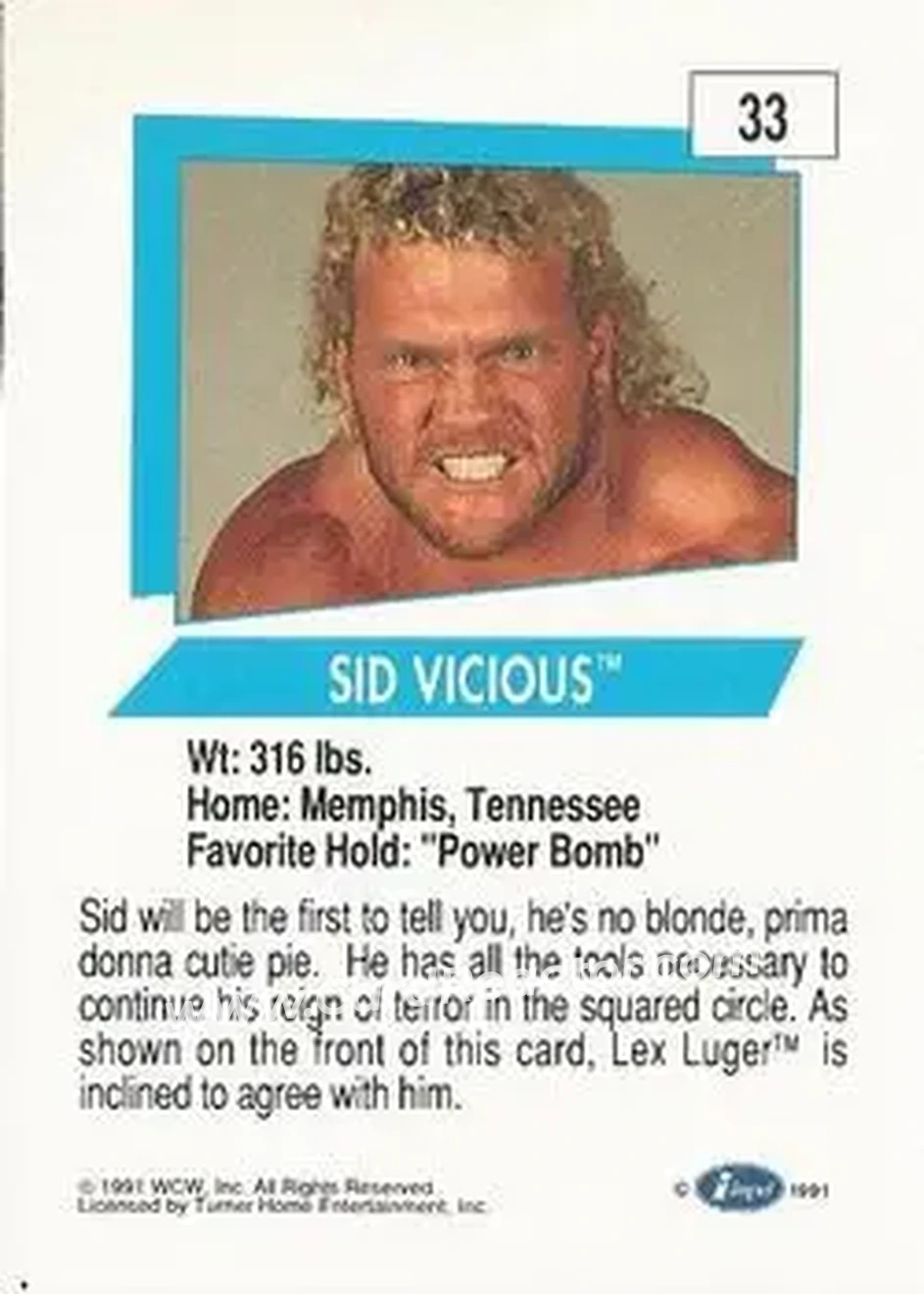 1991 Impel WCW #33 - Sid Vicious 1991 Impel WCW #33 - Sid Vicious
