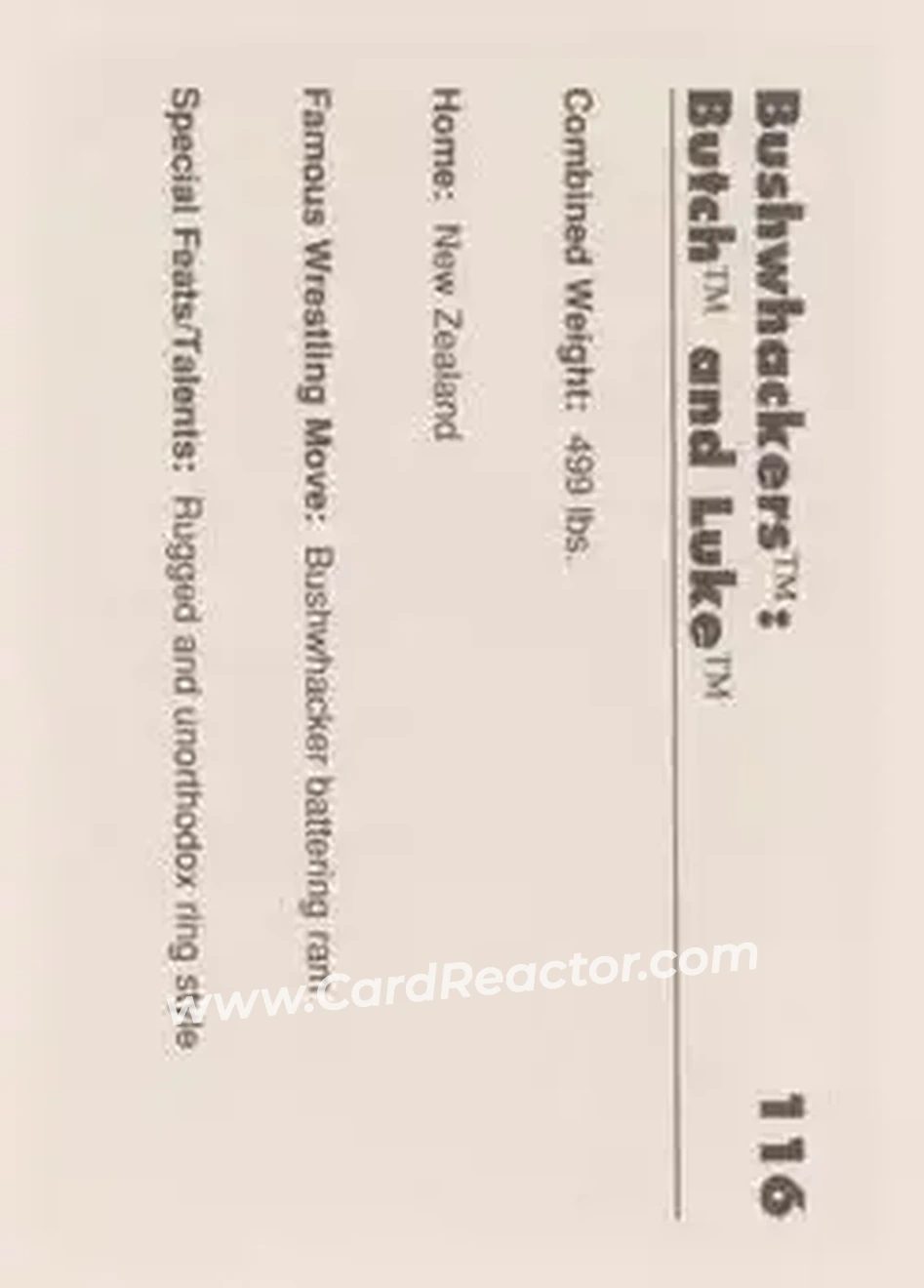 1990 Classic WWF #116 - The Bushwhackers (Butch & Luke)