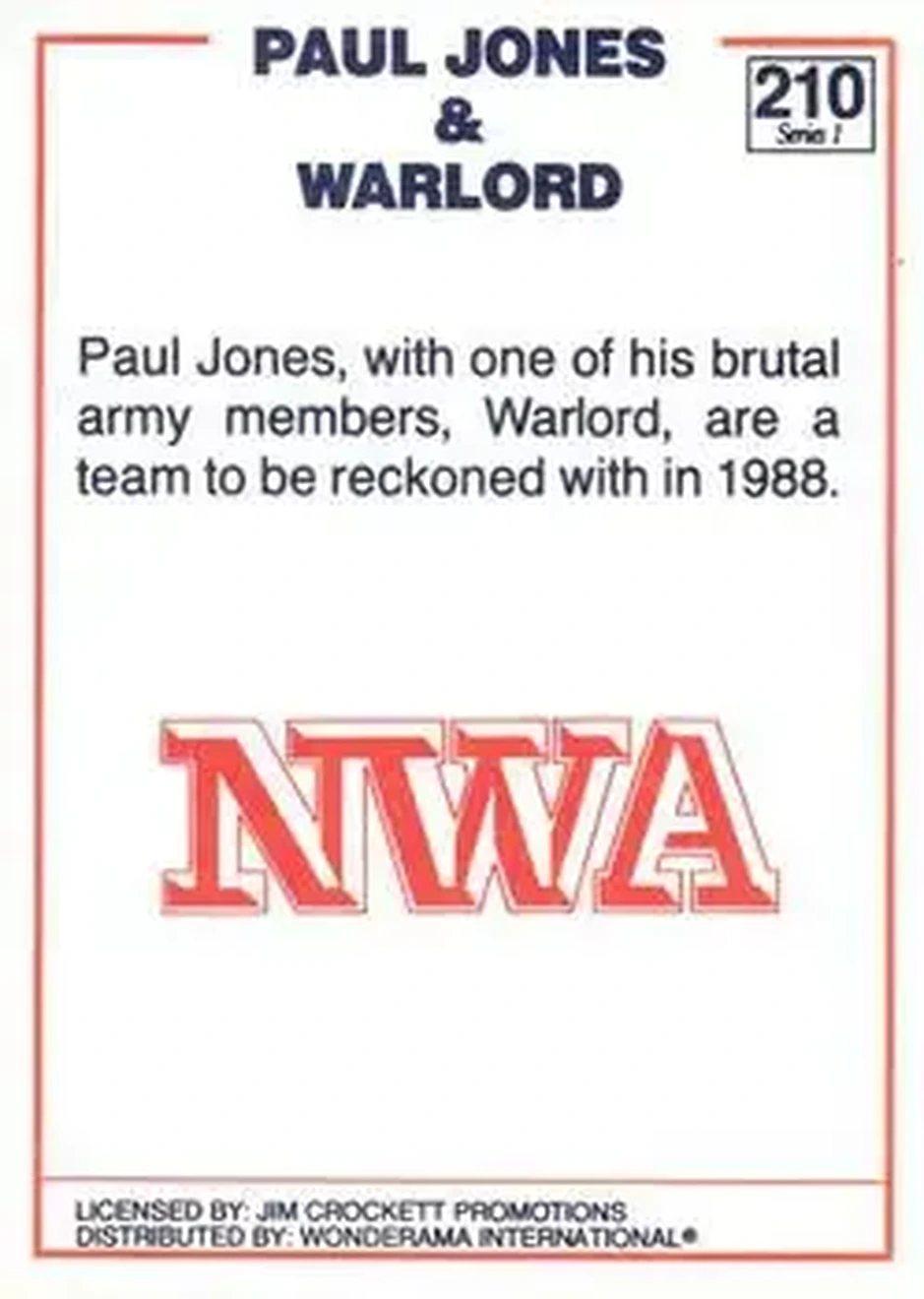 1988 Wonderama NWA #210 - Card #210