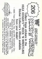 1986 Hulk Hogan's Rock 'n' Wrestling Stickers #206 - Card #206 - Back
