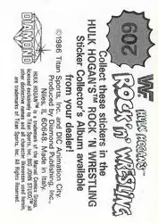 1986 Hulk Hogan's Rock 'n' Wrestling Stickers #209 - Card #209 - Back