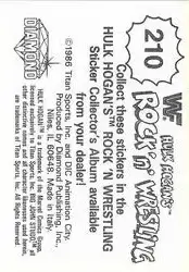 1986 Hulk Hogan's Rock 'n' Wrestling Stickers #210 - Card #210 - Back