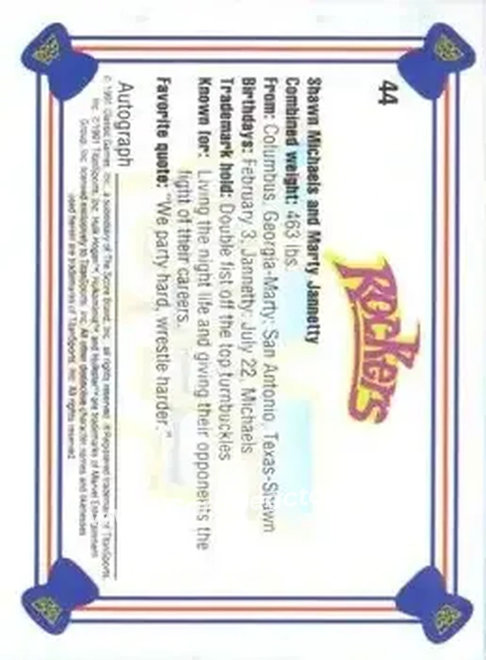 1991 Classic WWF Superstars #44 - Rockers