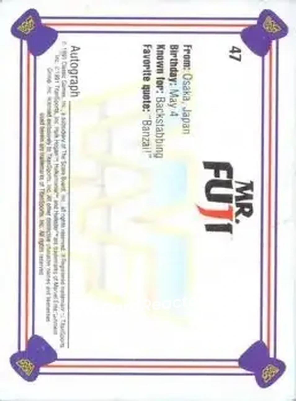 1991 Classic WWF Superstars #47 - Mr. Fuji 1991 Classic WWF Superstars #47 - Mr. Fuji