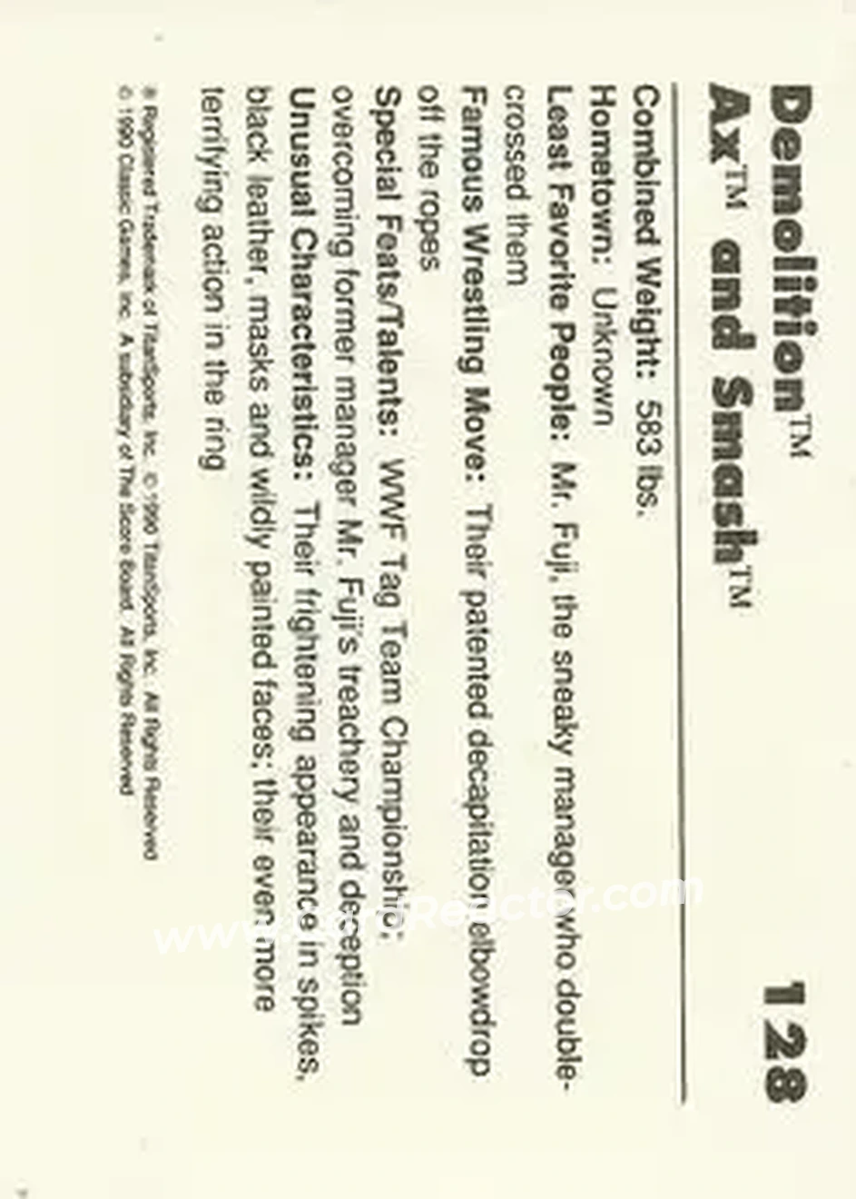 1990 Classic WWF #128 - Demolition