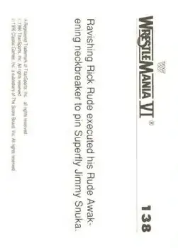 1990 Classic WWF The History of Wrestlemania #138 - Card #138 - Back