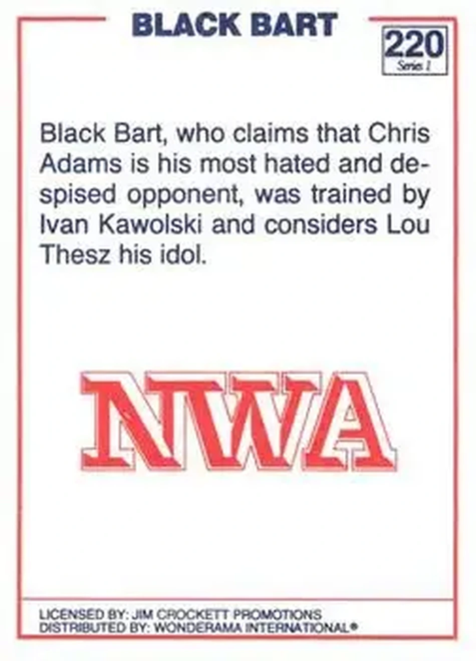 1988 Wonderama NWA #220 - Black Bart