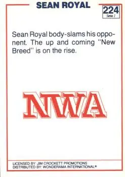 1988 Wonderama NWA #224 - Sean Royal - Back