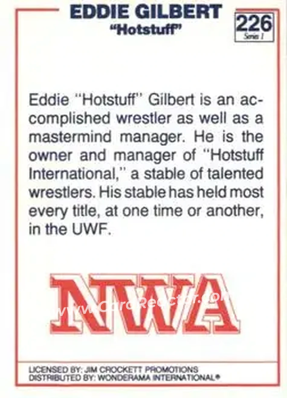 1988 Wonderama NWA #226 - Eddie Gilbert