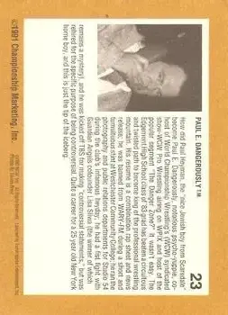 1991 Championship Marketing WCW #23 - Card #23 - Back 1991 Championship Marketing WCW #23 - Card #23 - Back