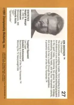 1991 Championship Marketing WCW #27 - Card #27 - Back 1991 Championship Marketing WCW #27 - Card #27 - Back