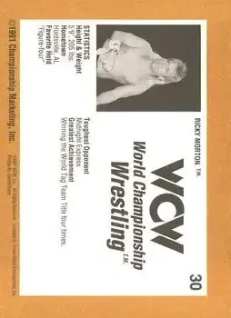 1991 Championship Marketing WCW #30 - Ricky Morton - Back