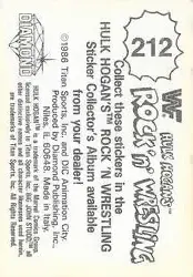 1986 Hulk Hogan's Rock 'n' Wrestling Stickers #212 - Card #212 - Back