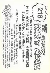 1986 Hulk Hogan's Rock 'n' Wrestling Stickers #218 - Card #218