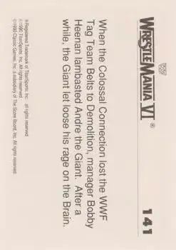 1990 Classic WWF The History of Wrestlemania #141 - Card #141 - Back 1990 Classic WWF The History of Wrestlemania #141 - Card #141 - Back