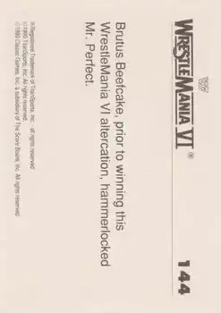 1990 Classic WWF The History of Wrestlemania #144 - Card #144 - Back