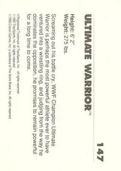 1990 Classic WWF The History of Wrestlemania #147 - The Ultimate Warrior - Back 1990 Classic WWF The History of Wrestlemania #147 - The Ultimate Warrior - Back