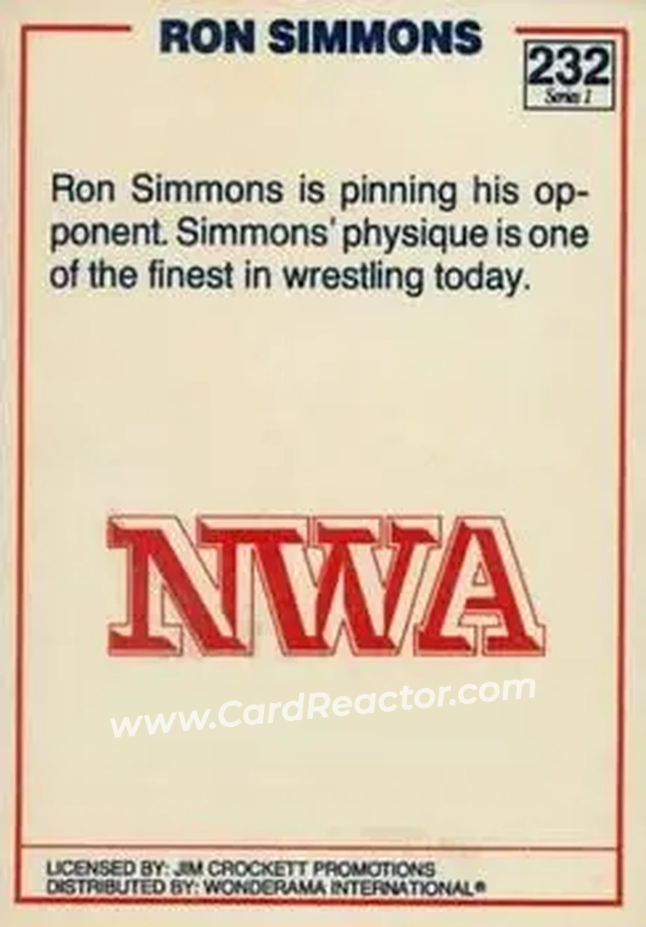 1988 Wonderama NWA #232 - Ron Simmons