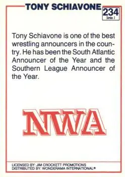 1988 Wonderama NWA #234 - Tony Schiavone - Back 1988 Wonderama NWA #234 - Tony Schiavone - Back