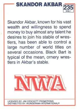 1988 Wonderama NWA #235 - Skandor Akbar - Back 1988 Wonderama NWA #235 - Skandor Akbar - Back