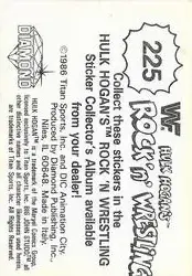 1986 Hulk Hogan's Rock 'n' Wrestling Stickers #225 - Card #225 - Back