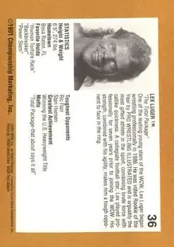 1991 Championship Marketing WCW #36 - Card #36 - Back
