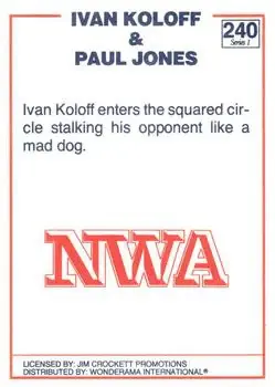 1988 Wonderama NWA #240 - Card #240 - Back 1988 Wonderama NWA #240 - Card #240 - Back