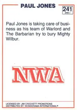 1988 Wonderama NWA #241 - Paul Jones - Back 1988 Wonderama NWA #241 - Paul Jones - Back