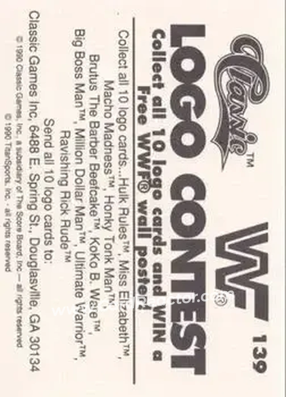 1990 Classic WWF #139 - The Ultimate Warrior