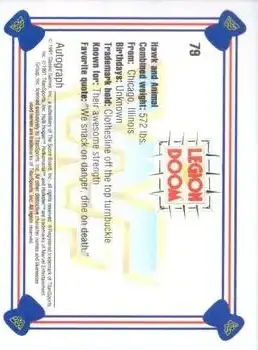 1991 Classic WWF Superstars #79 - Legion of Doom - Back 1991 Classic WWF Superstars #79 - Legion of Doom - Back