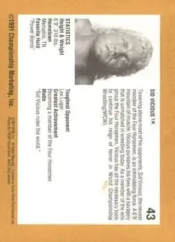 1991 Championship Marketing WCW #43 - Card #43 - Back