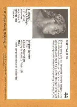1991 Championship Marketing WCW #44 - Card #44 - Back 1991 Championship Marketing WCW #44 - Card #44 - Back