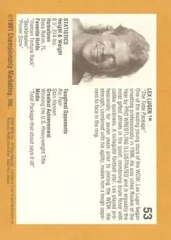 1991 Championship Marketing WCW #53 - Card #53 - Back 1991 Championship Marketing WCW #53 - Card #53 - Back