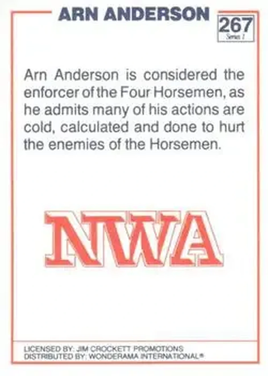1988 Wonderama NWA #267 - Arn Anderson 1988 Wonderama NWA #267 - Arn Anderson
