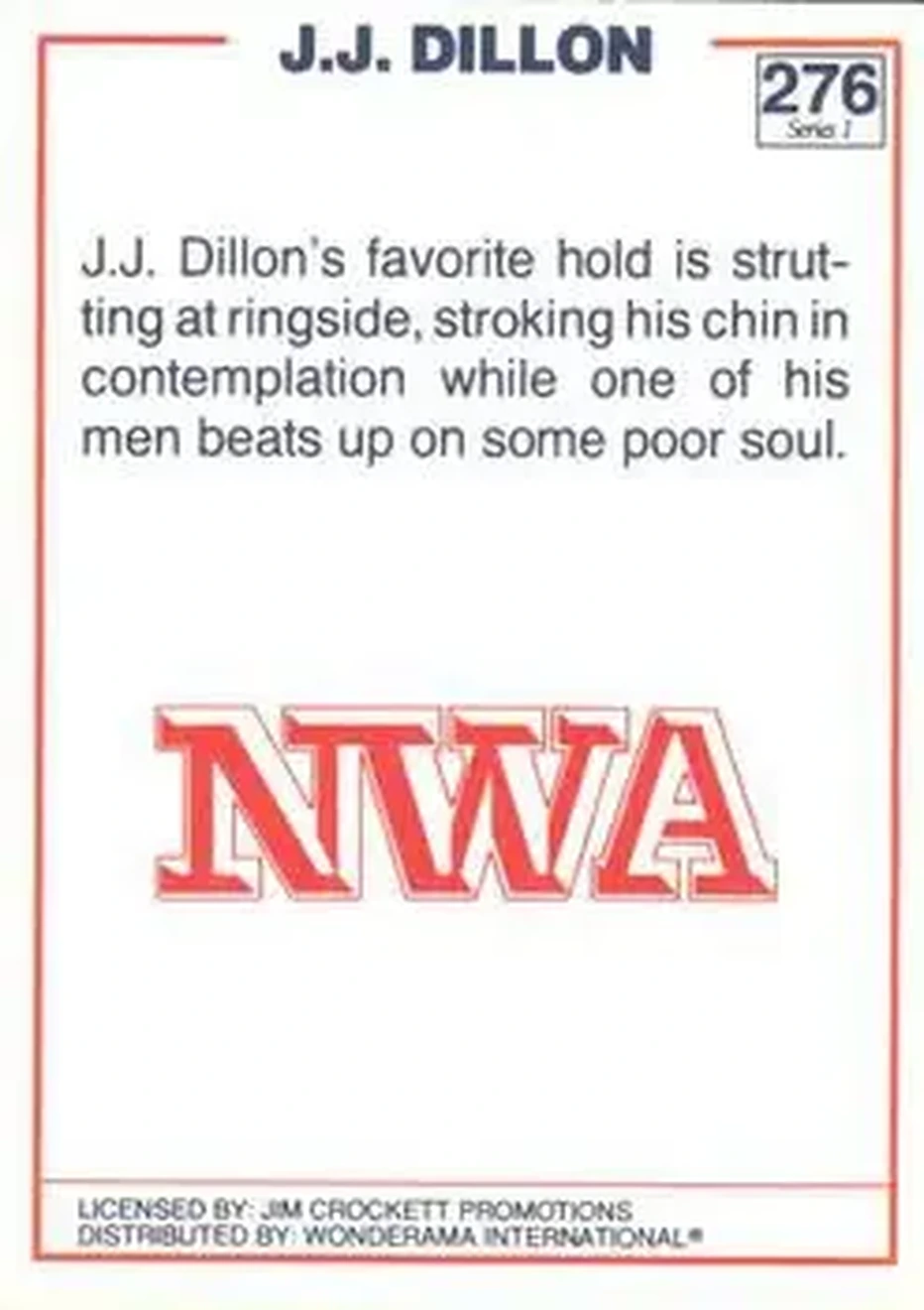1988 Wonderama NWA #276 - J.J. Dillon