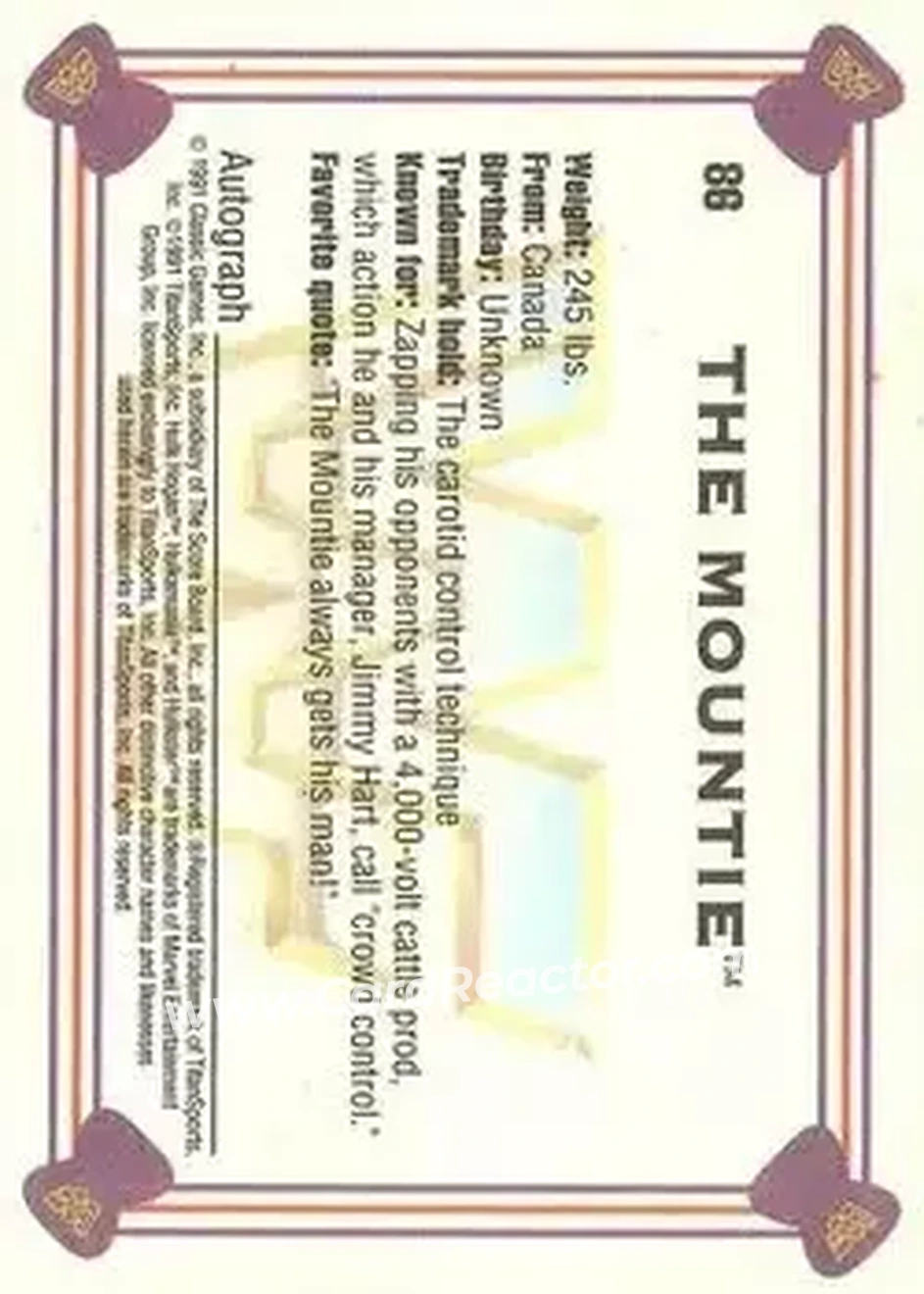 1991 Classic WWF Superstars #86 - The Mountie
