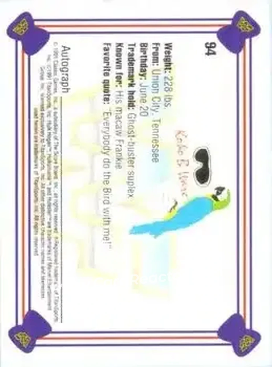 1991 Classic WWF Superstars #94 - Koko B. Ware 1991 Classic WWF Superstars #94 - Koko B. Ware