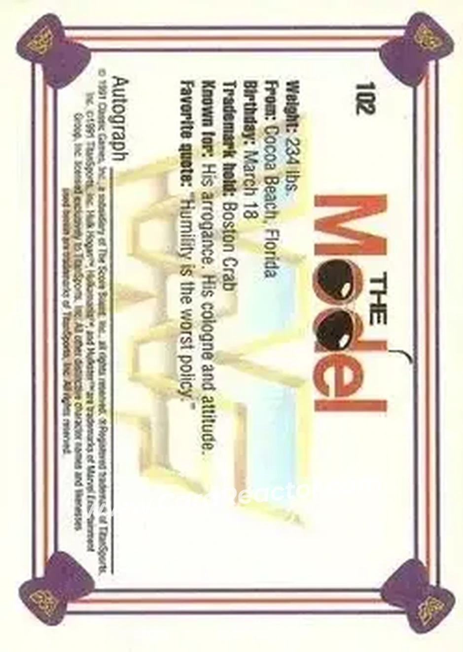 1991 Classic WWF Superstars #102 - Rick Martel 1991 Classic WWF Superstars #102 - Rick Martel