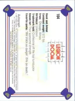 1991 Classic WWF Superstars #104 - Legion of Doom - Back