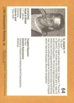 1991 Championship Marketing WCW #64 - Card #64 - Back 1991 Championship Marketing WCW #64 - Card #64 - Back