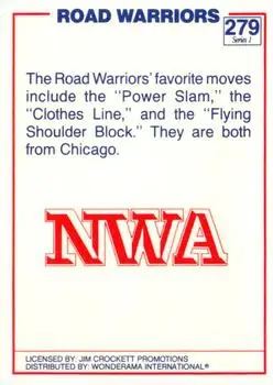 1988 Wonderama NWA #279 - Card #279 - Back