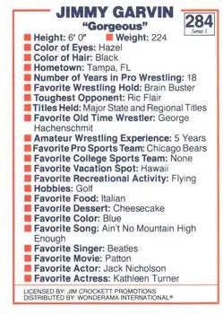 1988 Wonderama NWA #284 - Jimmy Garvin - Back 1988 Wonderama NWA #284 - Jimmy Garvin - Back