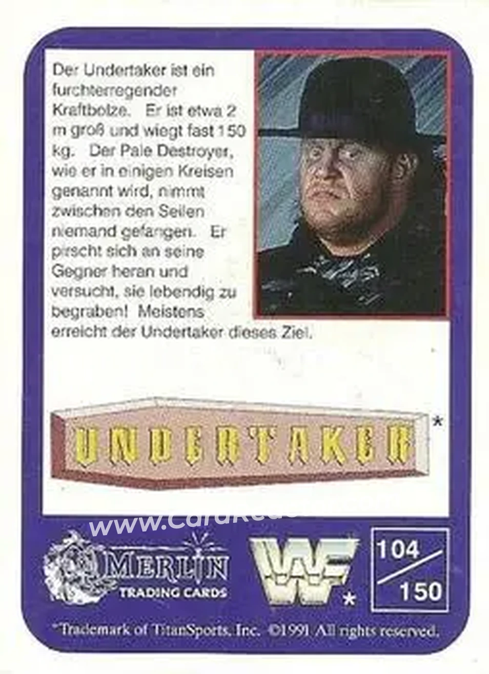 1991 Merlin WWF (German) #104 - The Undertaker