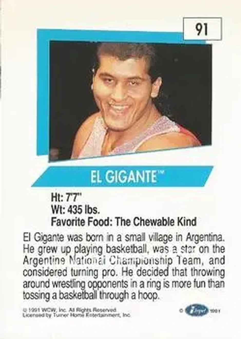 1991 Impel WCW #91 - El Gigante 1991 Impel WCW #91 - El Gigante