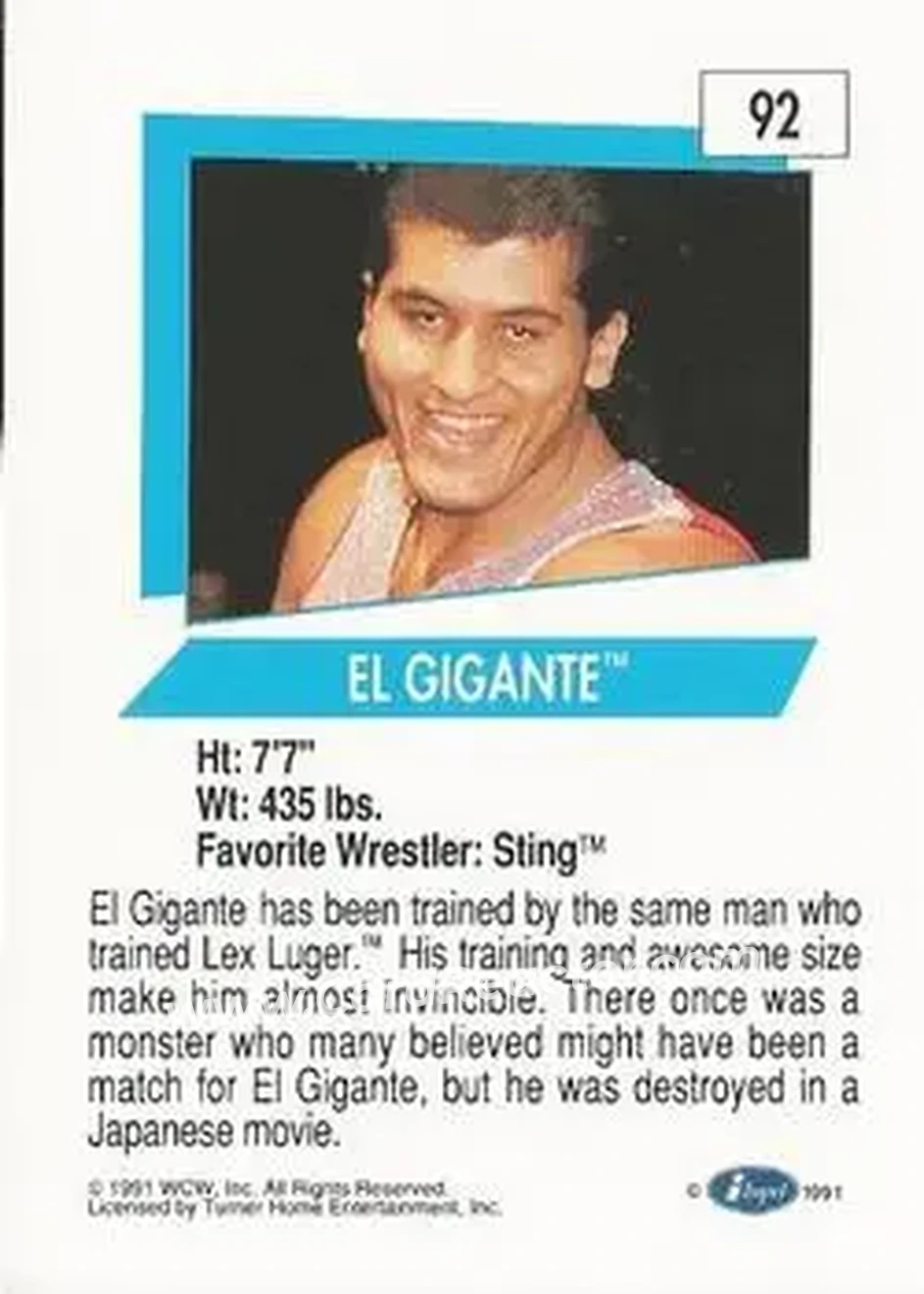 1991 Impel WCW #92 - El Gigante