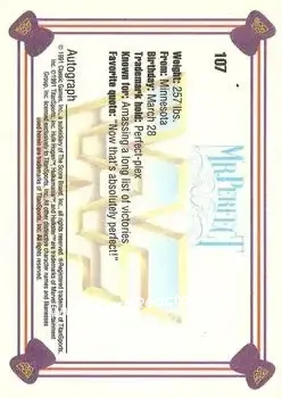 1991 Classic WWF Superstars #107 - Mr. Perfect