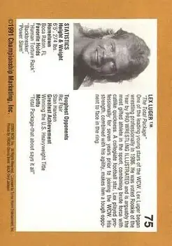 1991 Championship Marketing WCW #75 - Lex Luger - Back