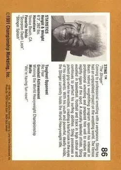 1991 Championship Marketing WCW #86 - Card #86 - Back 1991 Championship Marketing WCW #86 - Card #86 - Back
